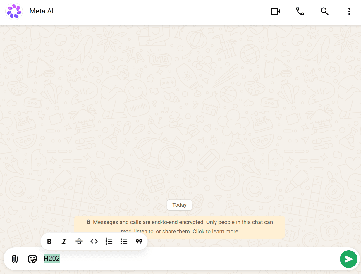 Why you can't type subscript directly in WhatsApp comparing formatting shortcuts